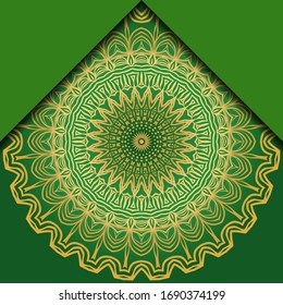Mandala ornament concept flyer. Ethnic design, on festive and background. Vector background. Card or invitation. Islam, arabic, indian, ottoman motifs. Summer color.