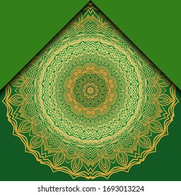 Mandala ornament concept flyer. Ethnic design, on festive and background. Vector background. Card or invitation. Islam, arabic, indian, ottoman motifs. Summer color.