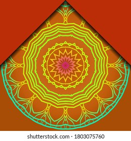 Mandala ornament concept flyer. Ethnic design, on festive and background. Vector background. Card or invitation. Islam, arabic, indian, ottoman motifs. Summer color.