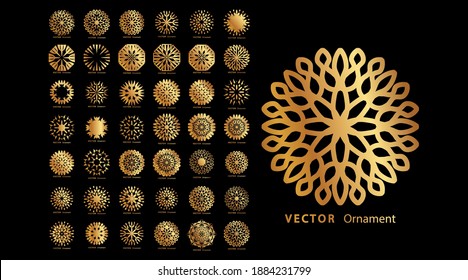 mandala \ ornament design collection. vector design with circular pattern in gold color