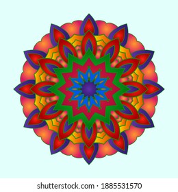 Mandala ornament design with colorful with gradient style isolated on white background vector illustration
