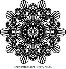 
mandala ornament with floral batik pattern, suitable for tattoos, henna, banners, book covers, posters, symbols, and yoga rugs