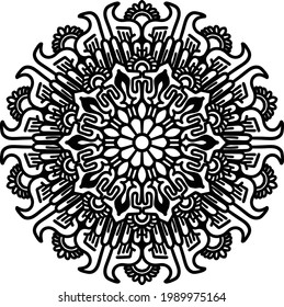 
adorno de mandala con batik floral, adecuado para tatuajes, henna, banners, portadas de libros, carteles, símbolos y alfombras de yoga