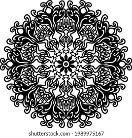 
mandala ornament with floral batik pattern, suitable for tattoos, henna, banners, book covers, posters, symbols, and yoga rugs