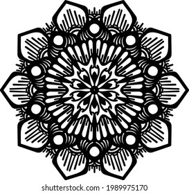 
mandala ornament with floral batik pattern, suitable for tattoos, henna, banners, book covers, posters, symbols, and yoga rugs