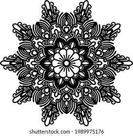 
mandala ornament with floral batik pattern, suitable for tattoos, henna, banners, book covers, posters, symbols, and yoga rugs