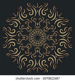 Mandala ornament or flower background design golden color.