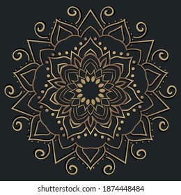Color dorado de decoración Mandala o de fondo floral.