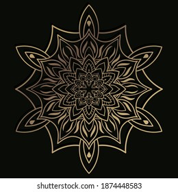 Mandala ornament or flower background design golden color.