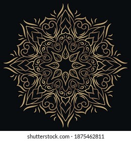 Mandala ornament or flower background design golden color.
