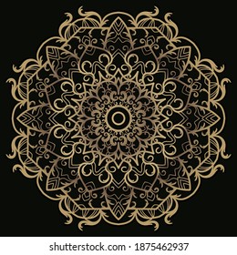 Mandala ornament or flower background design golden color.