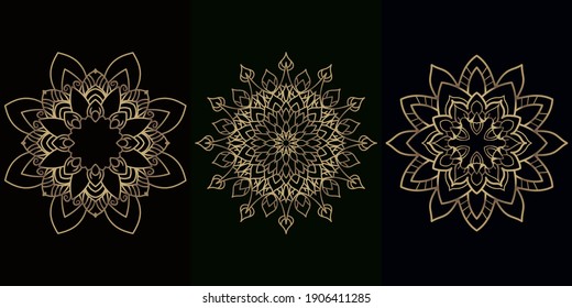 Mandala ornament or flower background design set collection.