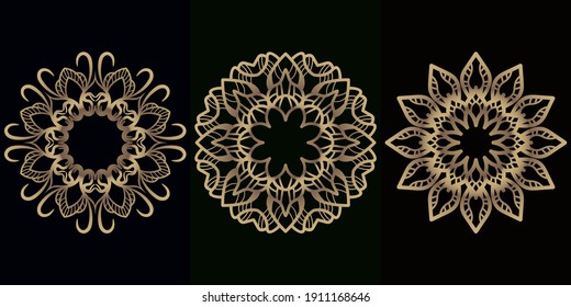 Mandala ornament or flower background design set collection.