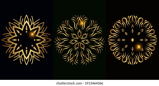 Colección del conjunto de decoración de adornos de Mandala o de flores.