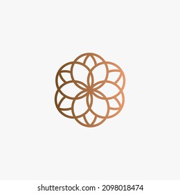 mandala ornament flower line vector logo design