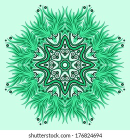 Mandala ornament in green colors. Vector illustration.