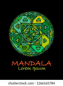 Mandala ornament, green pattern for your design