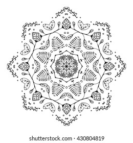 Mandala ornament, hand made sketch for your design