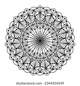 Ornamento de Mandala. Patrón de encaje en círculo. Ilustración del doodle. Elemento de diseño gráfico vectorial.