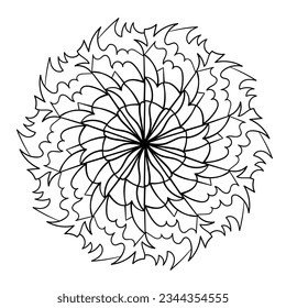 Mandala-Ornament. Spitzenmuster im Kreis. Doodle-Illustration. Vektorgrafik-Design-Element.