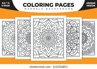 Mandala ornament line art collection. kids coloring page interior. Arabic style mandala pattern set design. Coloring page interior. Black and white mandala ornament bundle.