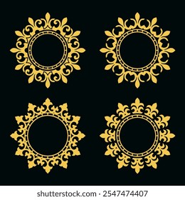Mandala ornament. Luxurious gold carving set.