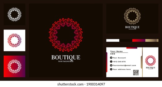 Mandala or ornament luxury logo template design with business card.