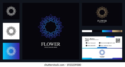 Mandala or ornament luxury logo template design with business card.