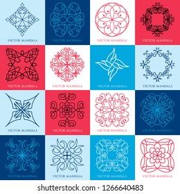 Mandala, Ornament, Monogram Vector Symbols and Object Logo Set Template