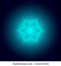 Mandala ornament on a blue background, tribal ethnic motif. Isolated element for invitation, wedding, greeting card, cover, packing, brochure, logo, monogram, emblem, tattoo.Vector  illustration.