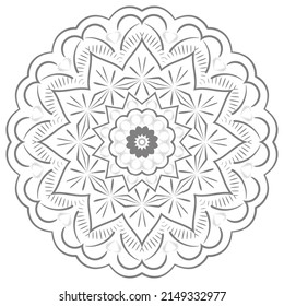 Mandala ornament, outline, doodle, hand-drawn, illustration. Vector henna tattoo style, can be used for textile, coloring books,
phone case print, greeting cards. Anti-stress coloring page for adults.
