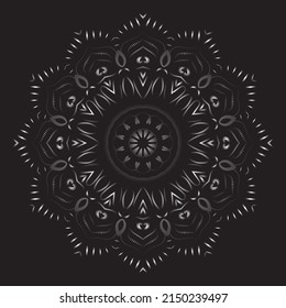 Mandala ornament, outline, doodle, hand-drawn, illustration. Vector henna tattoo style, can be used for textile, coloring books, phone case print, greeting cards. Anti-stress coloring page for adults.