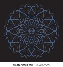 Mandala ornament, outline, doodle, hand-drawn, illustration. Vector henna tattoo style, can be used for textile, coloring books, phone case print, greeting cards. Anti-stress coloring page for adults.