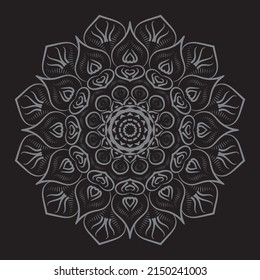 

Mandala ornament, outline, doodle, hand-drawn, illustration. Vector henna tattoo style, can be used for textile, coloring books, phone case print, greeting cards. Anti-stress coloring page for adult