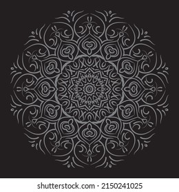 

Mandala ornament, outline, doodle, hand-drawn, illustration. Vector henna tattoo style, can be used for textile, coloring books, phone case print, greeting cards. Anti-stress coloring page for adult