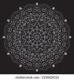 Mandala ornament, outline, doodle, hand-drawn, illustration. Vector henna tattoo style, can be used for textile, coloring books,
phone case print, greeting cards. Anti-stress coloring page for adults.