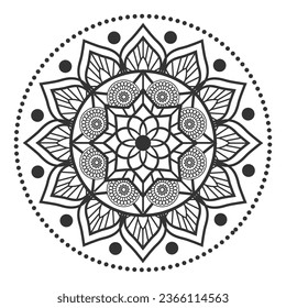 Patrón de esquema de ornamento de Mandala. Gráfico de arte geométrico indio. Ilustración vectorial de la página del libro de coloreado aislado.