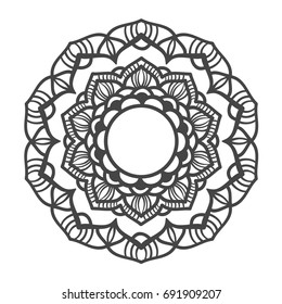 Mandala ornament. Round floral template. Decorative element  can be used for greeting card, wedding invitation, yoga poster, coloring book.. Doodle emblem.