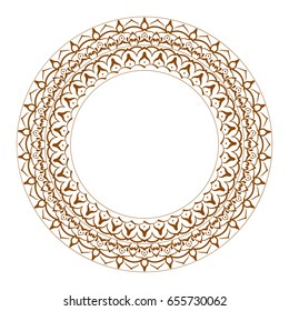Mandala ornament. Round frame. Decorative element  can be used for greeting card, wedding invitation, yoga poster, coloring book.. Doodle emblem.