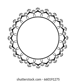 Mandala ornament. Round frame. Decorative element  can be used for greeting card, wedding invitation, yoga poster, coloring book.. Doodle emblem.