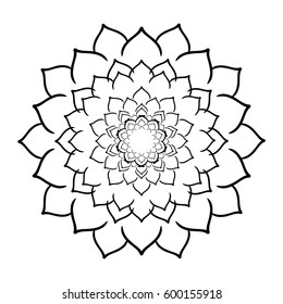 Mandala ornament. Round template. Decorative element  can be used for greeting card, wedding invitation, coloring book. Doodle emblem.