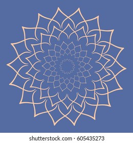 Mandala ornament. Round template. Decorative element  can be used for greeting card, wedding invitation, coloring book, yoga poster. Doodle emblem.