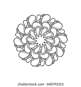Mandala ornament. Round template. Decorative element that can be used for greeting card, wedding invitation, yoga poster, coloring book.