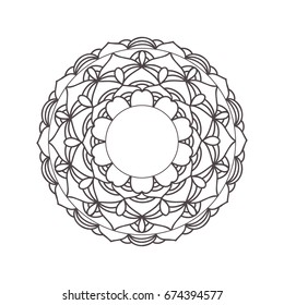 Mandala ornament. Round template. Decorative element  can be used for greeting card, wedding invitation, yoga poster, coloring book. Doodle emblem.