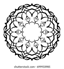 Mandala ornament. Round template. Decorative element  can be used for greeting card, wedding invitation, yoga poster, coloring book.. Doodle emblem.