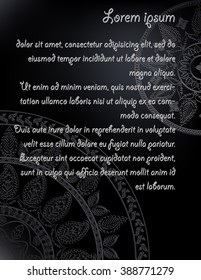 Mandala ornament with space for your text. Vector image.