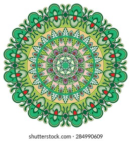 Mandala ornament, tribal ethnic pattern, islamic arabic indian motif, isolated decorative element for card design, t-shirt print. Vector fashion illustration, hand drawn background