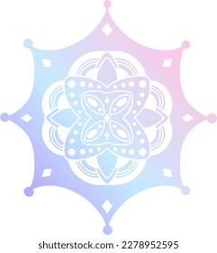 Vector de ornamento Mandala con color gradiente. Color del degradado de color rosa, azul y violeta