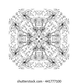 Mandala ornament, vector illustration in sketch style. Hand drawn image.