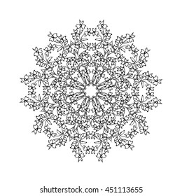 Mandala ornament, vector illustration in sketch style. Hand drawn image.